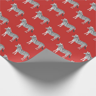 Papier Cadeau Joli zèbre coloré poster de animal motif rouge