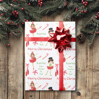 Papier Cadeau Jolie Ballerina Noël personnalisé