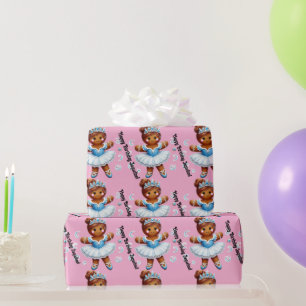 Papier Cadeau jolie ballerine en pain d'épice fille 