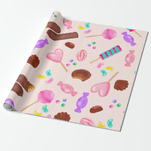 Papier Cadeau Jolie bonbons illustration anniversaire de enfant 