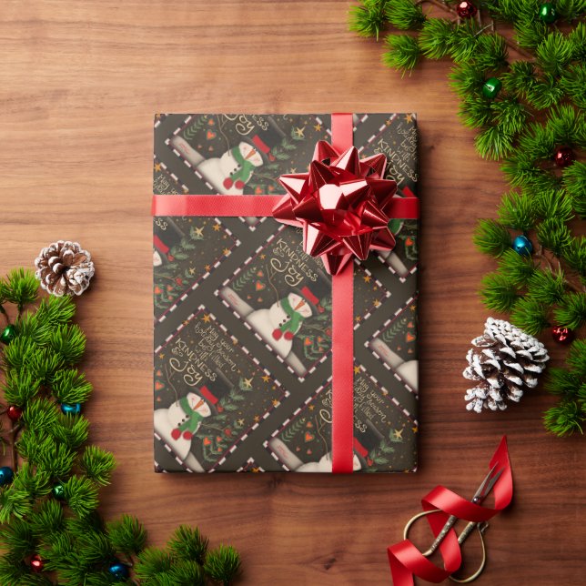 Papier Cadeau Jolie bonté de Noël Snowman Joie Inspirivité (Cadeau de vacances)