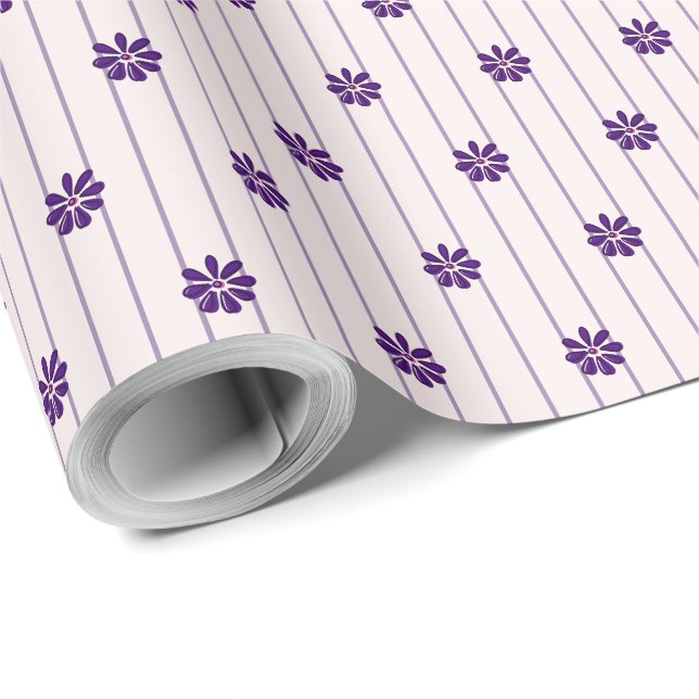 Papier Cadeau Jolie Brousse & Violette Grilles & Fleurs Violette (Coin rond)