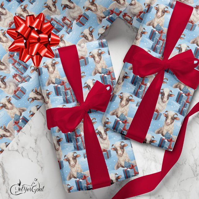 Papier Cadeau Jolie chèvre de Noël (Créateur téléchargé)