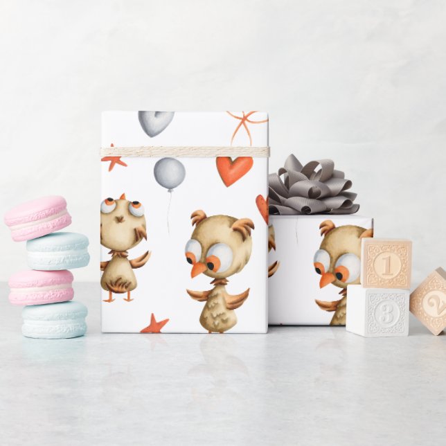 Papier Cadeau Jolie chouette adorable bébé enfants (Baby Shower)