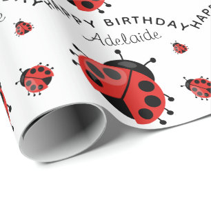 Papier Cadeau Jolie coccinelle rouge moderne personnalisée