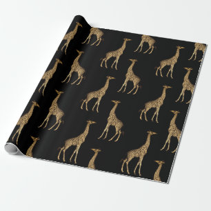 Papier Cadeau Jolie conception de la Giraffe Noire et Or