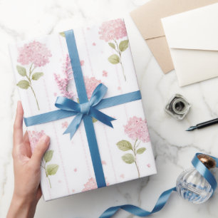 Papier Cadeau Jolie Fête d'Anniversaire aux Fleurs Roses