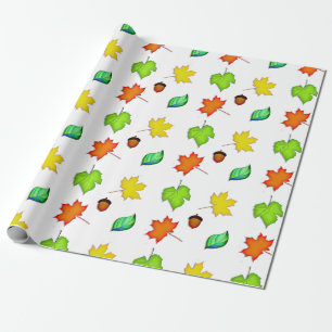 Papier Cadeau Jolie Feuilles de automne et Enveloppement cadeau 