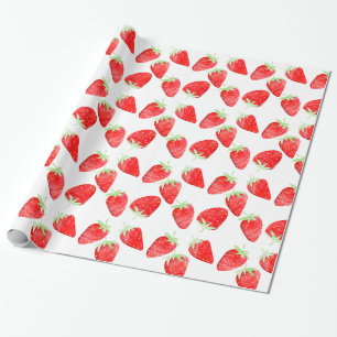Papier Cadeau Jolie fille botanique Fraise tendance Anniversaire
