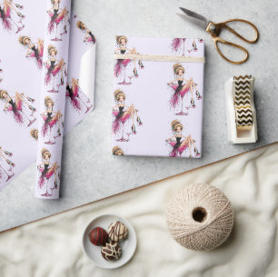 Papier Cadeau Jolie fille flirteuse dans un motif de verre à Mar
