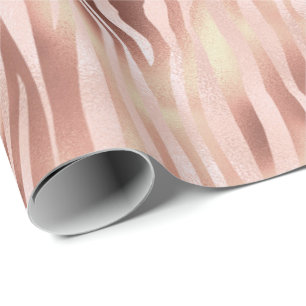 Papier Cadeau Jolie fille Glam rose rose Zebra Imprimer