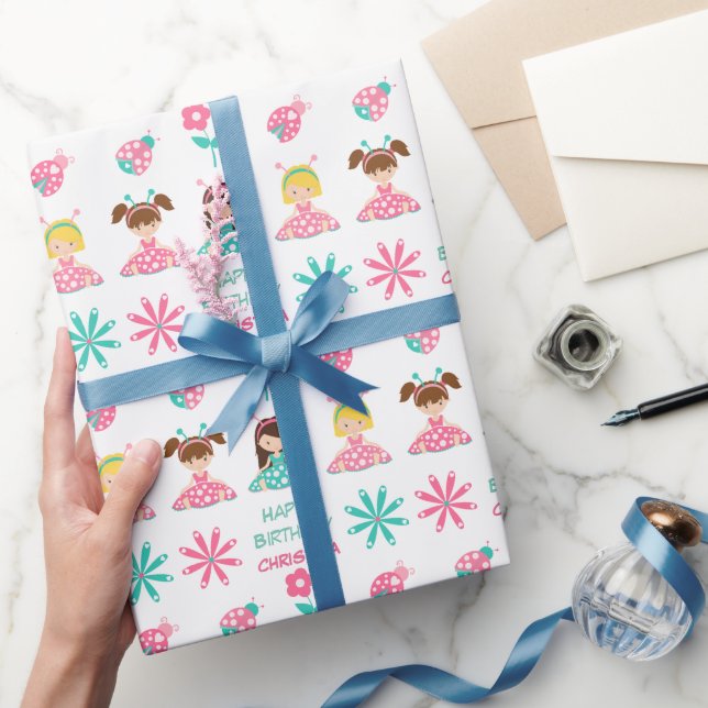 Papier Cadeau Jolie fille Ladybug Anniversaire personnalisé (Cadeaux)