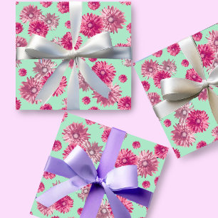 Papier Cadeau Jolie Fleur de Gérbera Rose Floral