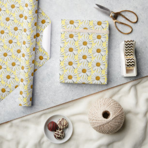 Papier Cadeau Jolie Fleur Fleur Fleur Fleur Floral Mode Jaune