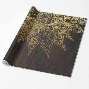 Papier Cadeau Jolie fleur tendance henné design dessiné à la