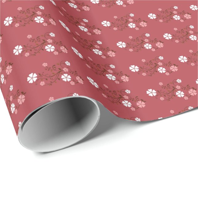 Papier Cadeau Jolie fleurs Motif Bourgogne (Coin rond)
