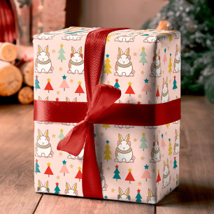 Papier Cadeau Jolie forêt de bois lapin lapin Noël