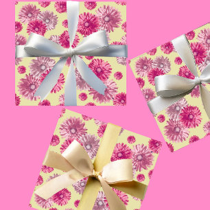 Papier Cadeau Jolie gerbera marguerite rose florale