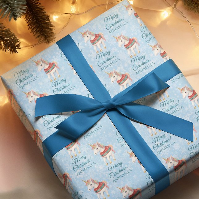 Papier Cadeau Jolie licorne de Noël (Créateur téléchargé)