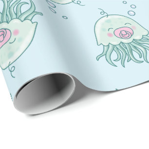 Papier Cadeau Jolie méduse Baby shower Kawaii Rose Girl