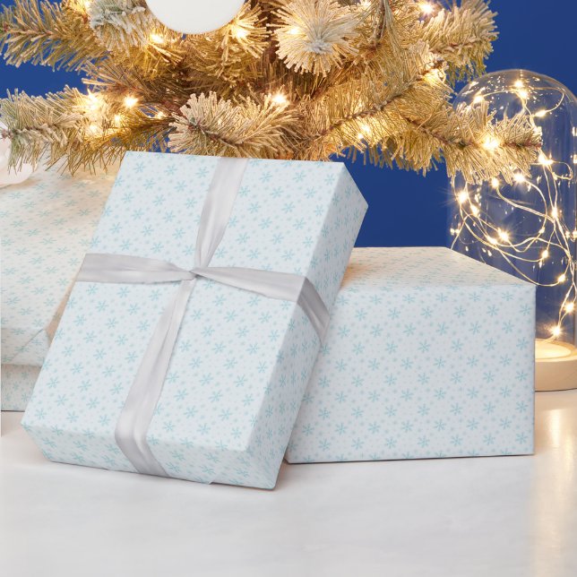 Papier Cadeau Jolie Monnaie Green Snowflakes Light Green Noël (Vacances)