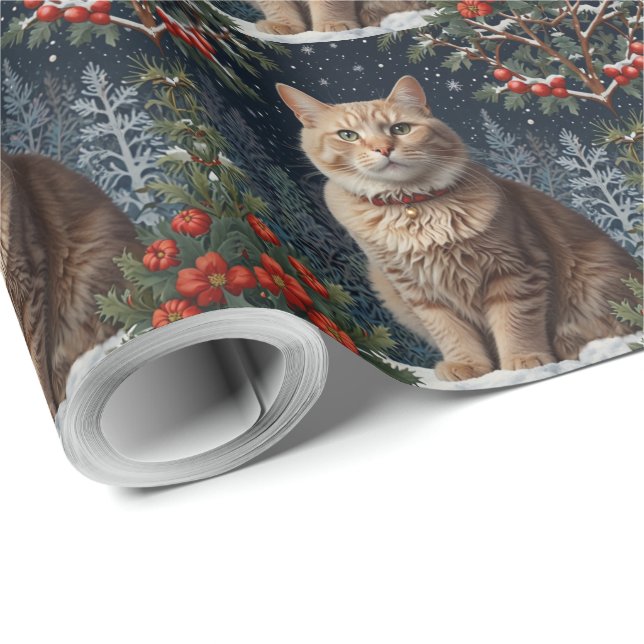 Papier Cadeau Jolie Noël chic vacances hiver verdure (Coin rond)