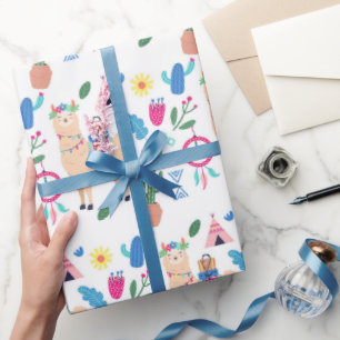 Papier Cadeau Jolie Noël Llamas mexicaines