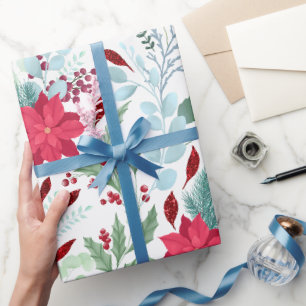 Papier Cadeau Jolie parties scintillant d'aquarelle florale poin