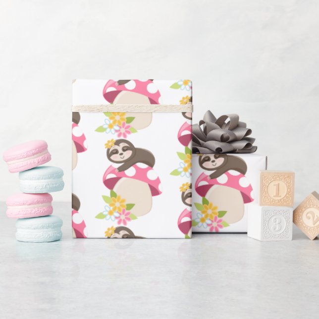 Papier Cadeau Jolie petite fille paresseuse emballage de fête (Baby Shower)