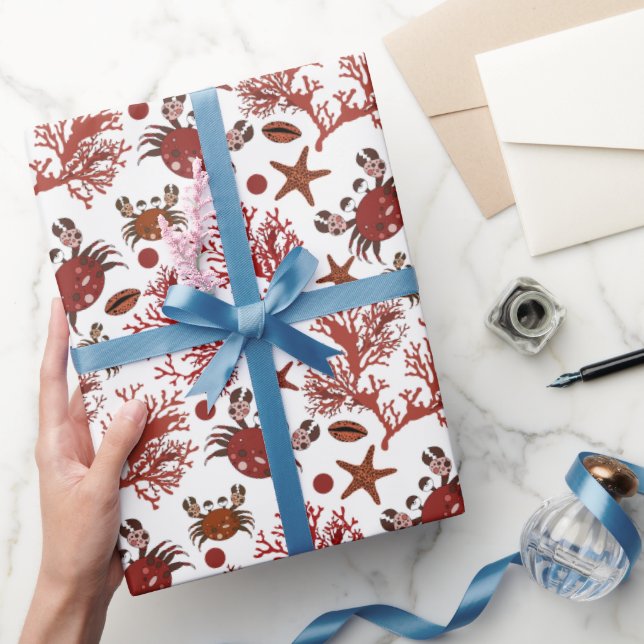 Papier Cadeau Jolie plage crabes motif (Cadeaux)