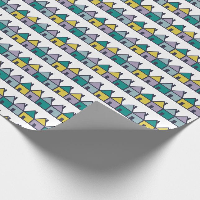Papier Cadeau Jolie rangée de maisons design (Coin)