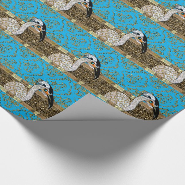 Papier Cadeau Jolie rayure d'oiseau d'île (Coin)