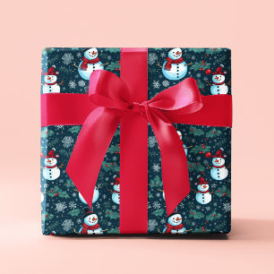 Papier Cadeau Jolie Snowman Vacances de Noël d'hiver