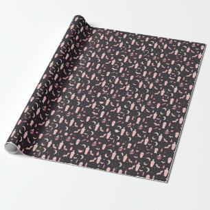 Papier Cadeau Jolie sorcellerie de vampire noir et rose motif