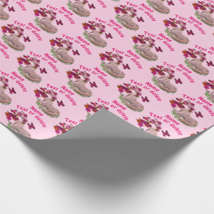 Papier Cadeau Jolie Unicorne Papillons Fleurs Personnalisées