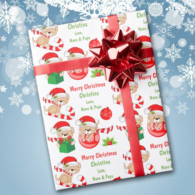 Papier Cadeau Jolies chiots de Noël Enfants (Créateur téléchargé)