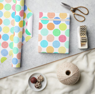 Papier Cadeau Jolies couleurs d'été preppy motif à pois