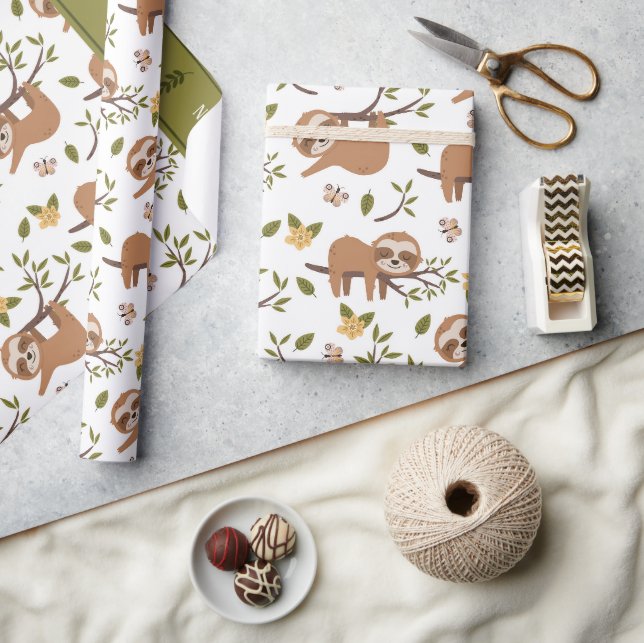 Papier Cadeau Jolies fentes dormant sur les branches d'arbre Mot (Artisanat)