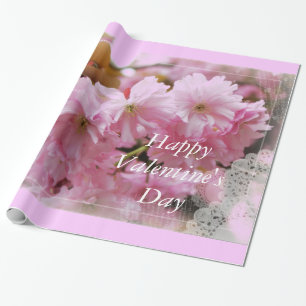 Papier Cadeau jolies fleurs de cerisier roses joyeuse saint-vale