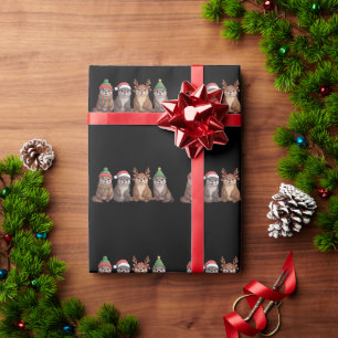 Papier Cadeau Jolies loutres de Noël lumières de Noël drôles ani