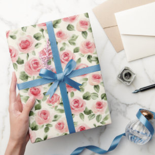 Papier Cadeau Jolies Roses Roses Florales Fête de Mariage