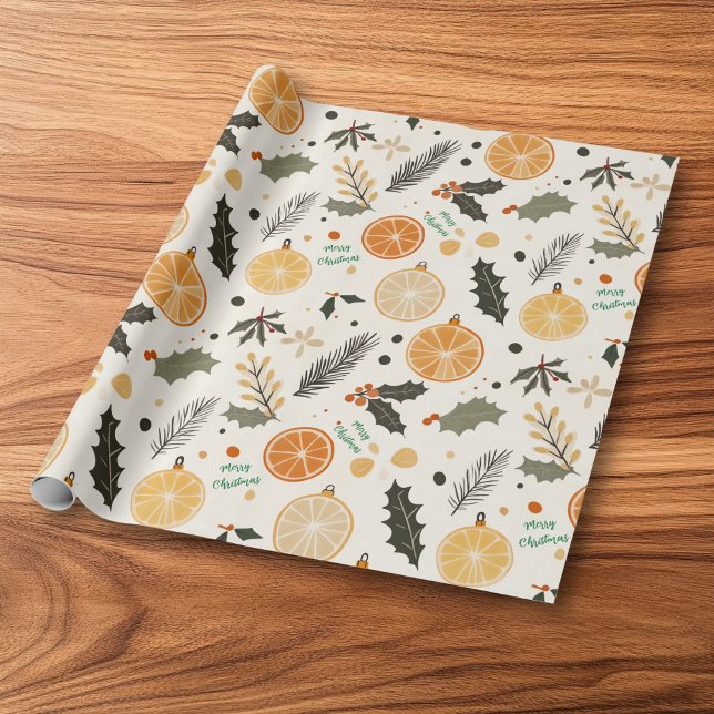 Papier Cadeau Jolies tranches d'orange et Noël de pin (Créateur téléchargé)