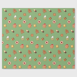 Papier Cadeau Jolis biscuits de Noël Bonnes fêtes 