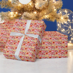 Papier Cadeau Jolis champignons de Noël du Père Noël fantaisiste