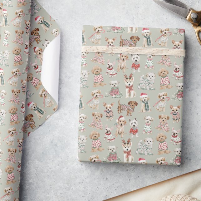 Papier Cadeau Jolis chiens de Noël (Créateur téléchargé)