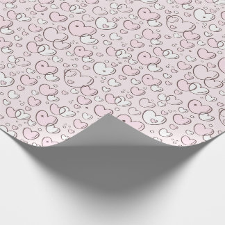 Papier Cadeau Jolis cœurs bulles rose dessinés à la main pour la