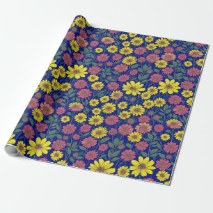 Papier Cadeau Jolis marguerites jaunes roses Fleur Jardin botani