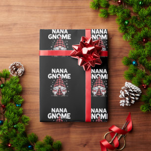 Papier Cadeau Jolis nains Gnomes Carreaux Rouges Gnome de Noël 