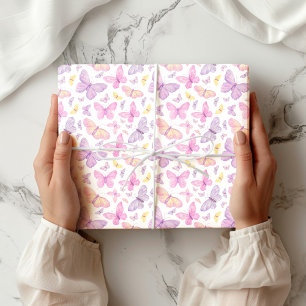 Papier Cadeau Jolis papillons pastel volants