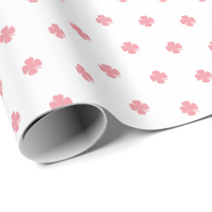 Papier Cadeau Jolis Trèfles Chanceux Roses Modernes Simples